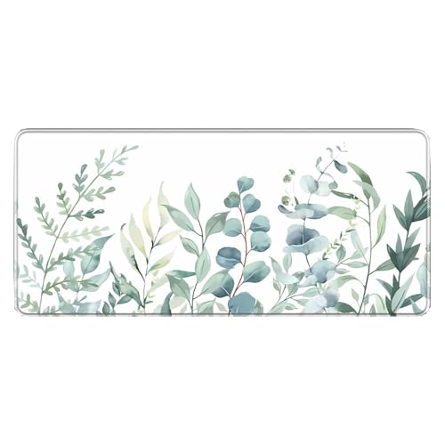 Großes Gaming-Mauspad, 900 x 400 x 3 mm, rutschfest, wasserdicht, Schreibtischunterlage mit genähtem Rand (Plant7) von hansum
