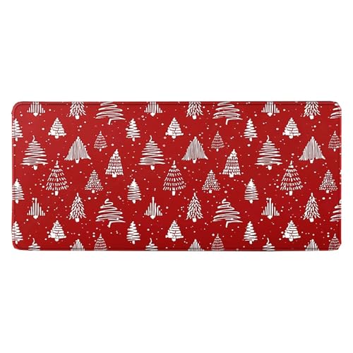 Großes Gaming-Mauspad, 900 x 400 x 3 mm, rutschfest, wasserdicht, Schreibtischunterlage mit genähtem Rand (Weihnachtsbaum) von hansum