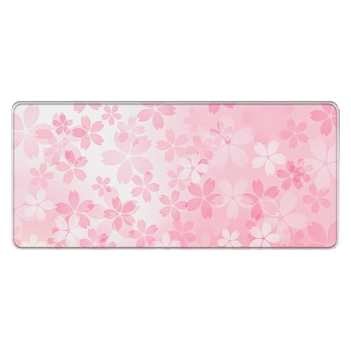 Großes Gaming-Mauspad, 900 x 400 x 3 mm, wasserdicht, rutschfest, Schreibtischunterlage mit genähtem Rand (Blume 14) von hansum