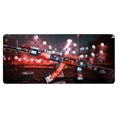 Großes Gaming-Mauspad, 900 x 400 x 3 mm, wasserdicht, rutschfest, Schreibtischunterlage mit genähtem Rand (Game2) von hansum