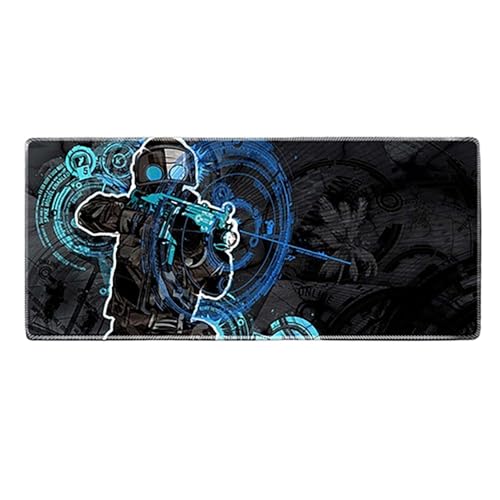 Großes Gaming-Mauspad, 900 x 400 x 3 mm, wasserdicht, rutschfest, Schreibtischunterlage mit genähtem Rand (Game3) von hansum