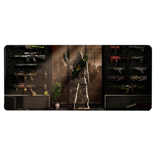 Großes Gaming-Mauspad, 900 x 400 x 3 mm, wasserdicht, rutschfest, Schreibtischunterlage mit genähtem Rand (Soldier2) von hansum