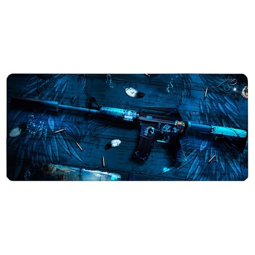 Großes Gaming-Mauspad, 900 x 400 x 3 mm, wasserdicht, rutschfest, Schreibtischunterlage mit genähtem Rand (Spiel 1) von hansum