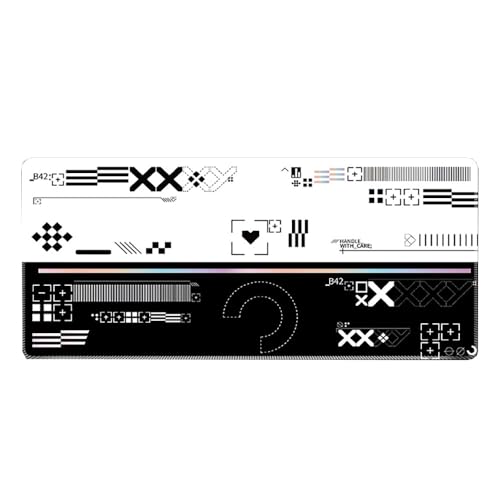 Großes Gaming-Mauspad, 900 x 400 x 3 mm, wasserdicht, rutschfest, Schreibtischunterlage mit genähtem Rand (Stempelvorlagen 2) von hansum