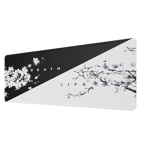 Großes Gaming-Mauspad, 900 x 400 x 3 mm, wasserdicht, rutschfest, Schreibtischunterlage mit genähtem Rand (Todesleben) von hansum