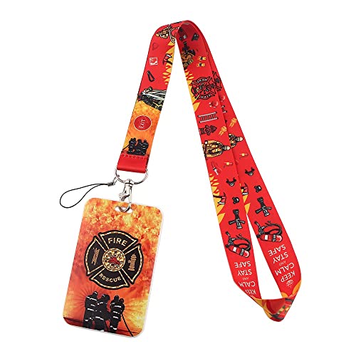 Lanyards für den Hals mit Metallschnalle, personalisiertes Lanyard mit Kartenhalter, für Ausweis, Schlüssel, Arbeitserlaubnis (Color : Firefighter, Size : 45cm) von hansum