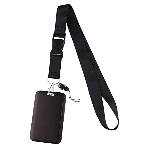 Personalisiertes Lanyard mit Kartenhalter, Lanyards für den Hals mit Safety Breakaway, für Ausweise, Schlüssel, Arbeitserlaubnisse (Color : Black, Size : 51.5cm) von hansum