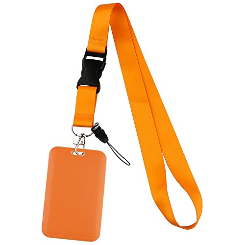 Personalisiertes Lanyard mit Kartenhalter, Lanyards für den Hals mit Safety Breakaway, für Ausweise, Schlüssel, Arbeitserlaubnisse (Color : Orange, Size : 51.5cm) von hansum