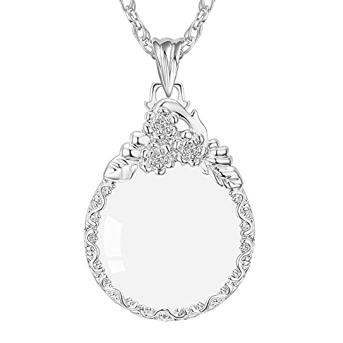 Lupen mit Kette Leselupe 3X Vergrößerung Lesehilfe Taschen Lupe Anhänger Halskette Pullover Lupe Tragbar Handlupe Damen Mädchen Sehhilfe Minilupe Vergrößerungsglas Taschenlupe Lesung Geschenk von haozaikeji