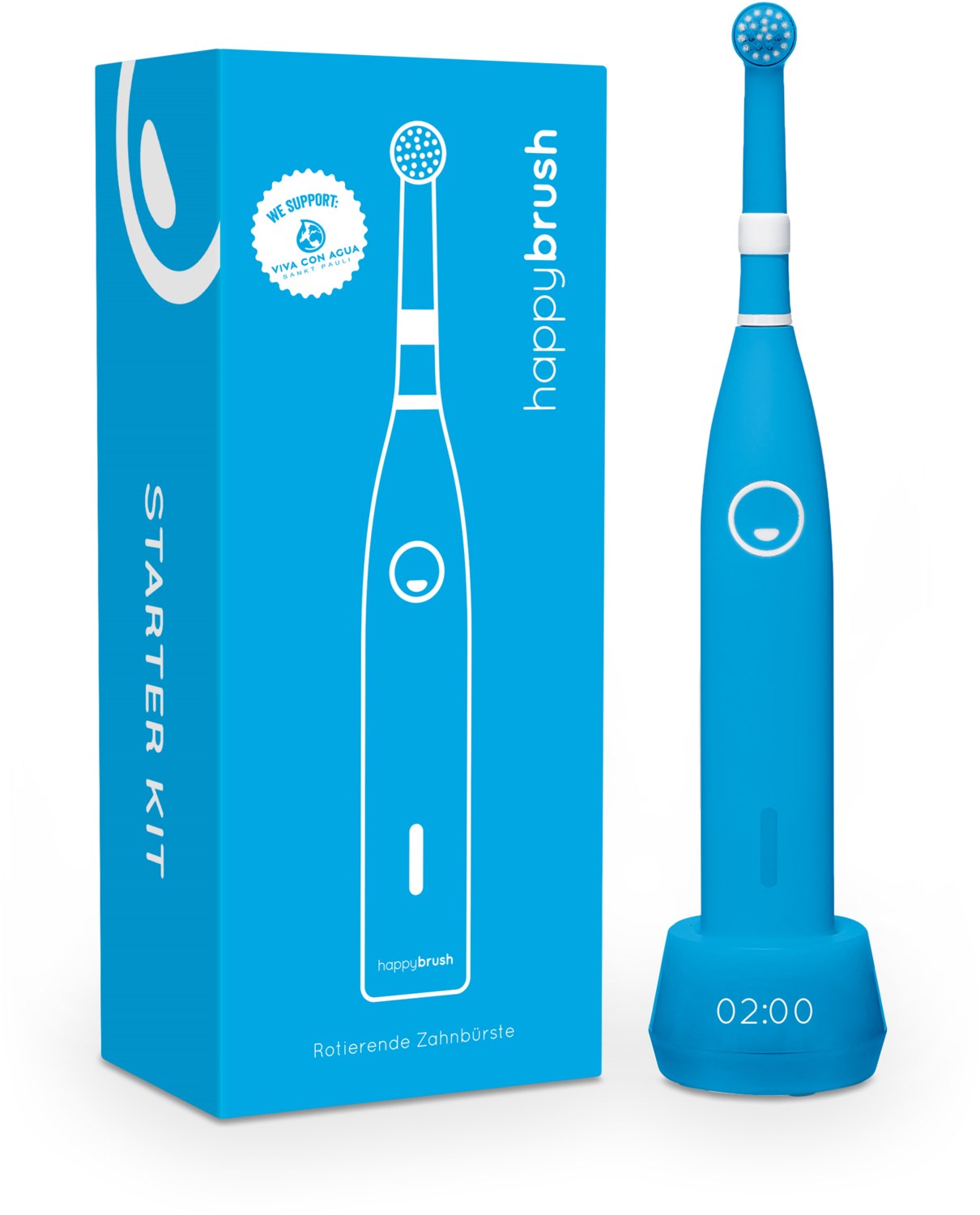 Starterkit Rotierend R1 Elektrische Zahnbürste blau von happybrush