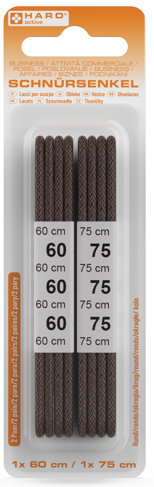 HARO Business-Schnürsenkel, rund, 600 / 750 mm, braun HARO Business-Schnürsenkel, rund, 600 / 750 mm, braun von haro