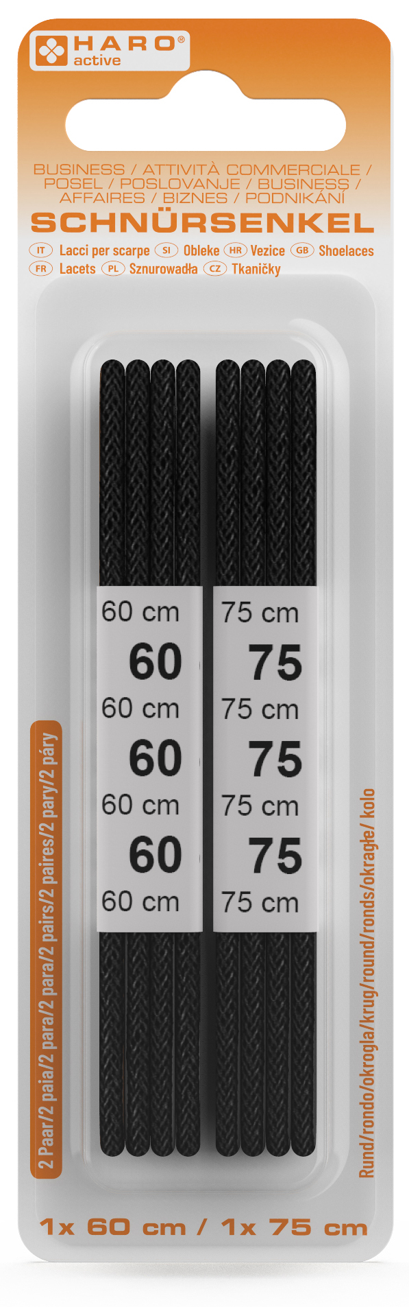 HARO Business-Schnürsenkel, rund, 600 / 750 mm, schwarz HARO Business-Schnürsenkel, rund, 600 / 750 mm, schwarz von haro