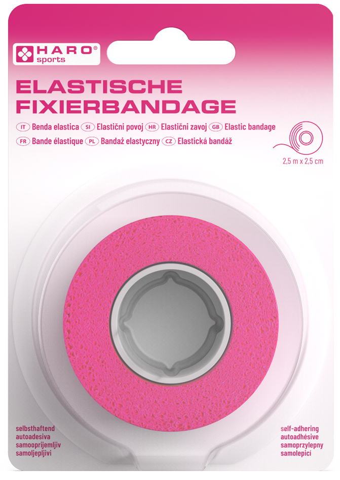 HARO Elastische Fixierbandage, 25 mm x 2,5 m, pink von haro