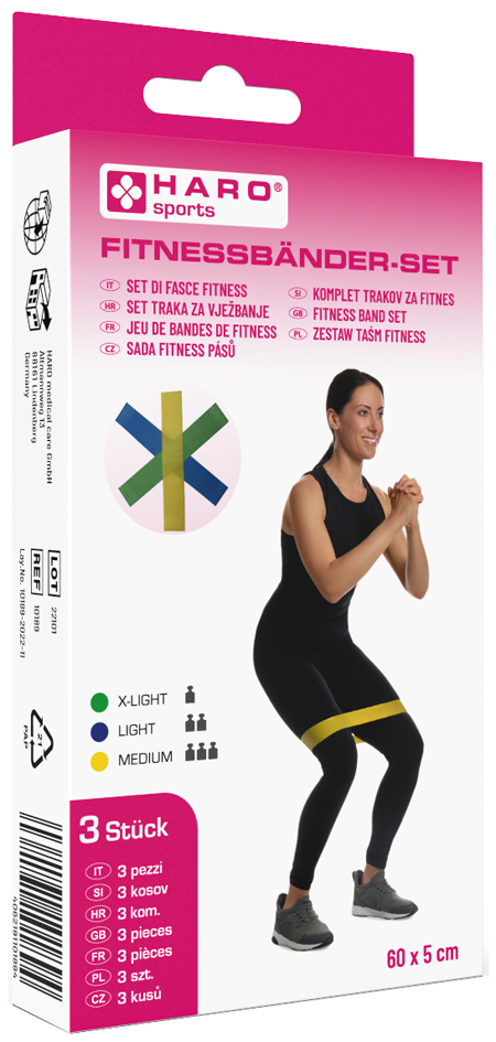 HARO Fitness-Bänder-Set, leicht - medium, 3er-Set von haro