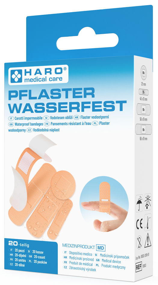 HARO Pflaster-Strips wasserfest, beige, 20er Pack von haro