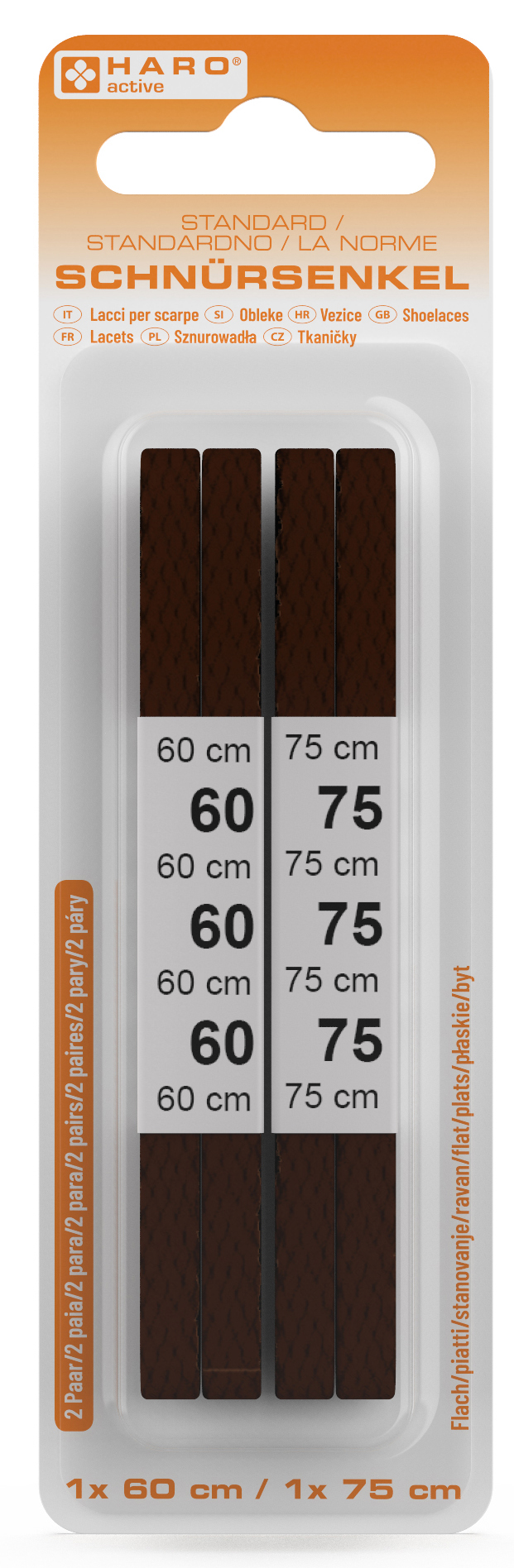 HARO Standard-Schnürsenkel, flach, 600 / 750mm, dunkelbraun von haro