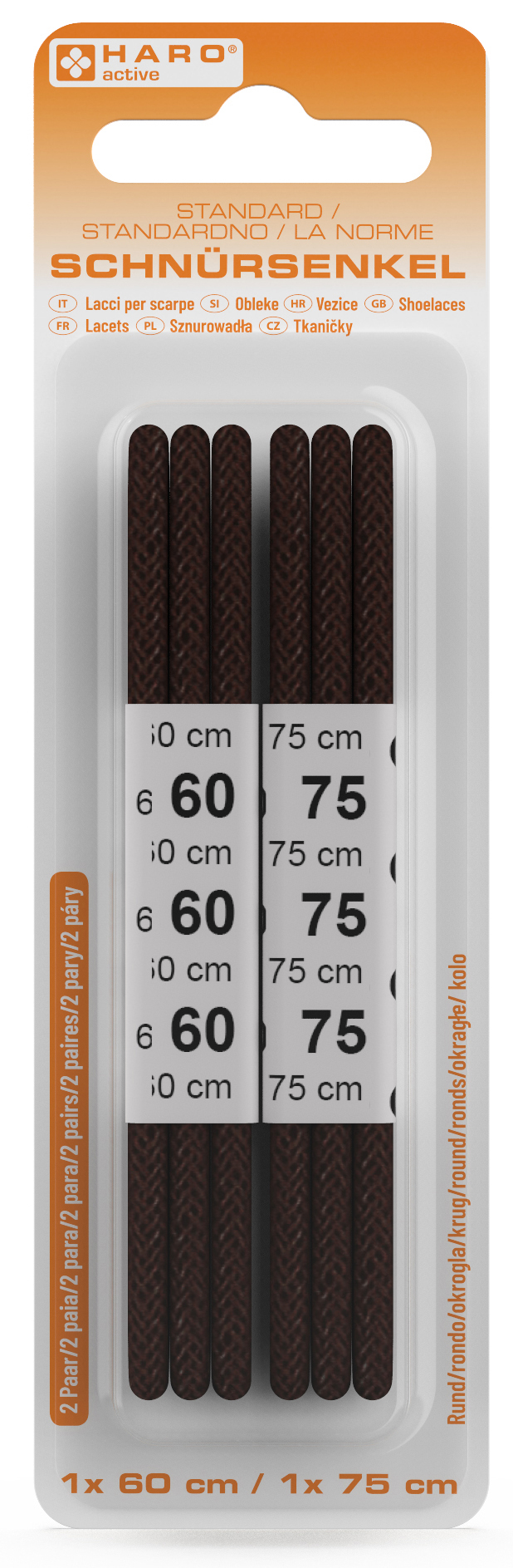 HARO Standard-Schnürsenkel, rund, 600/750 mm, dunkelbraun HARO Standard-Schnürsenkel, rund, 600/750 mm, dunkelbraun von haro