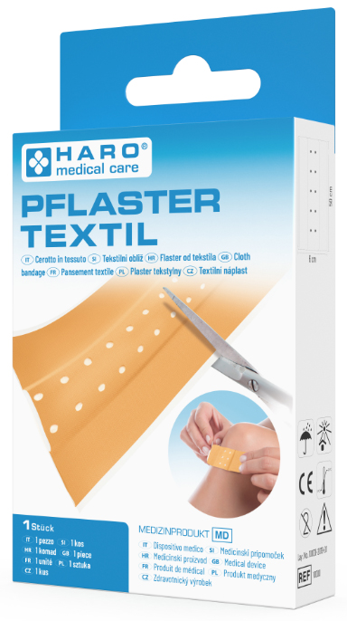 HARO Wund-Pflaster textil, beige, 500 mm x 60 mm von haro