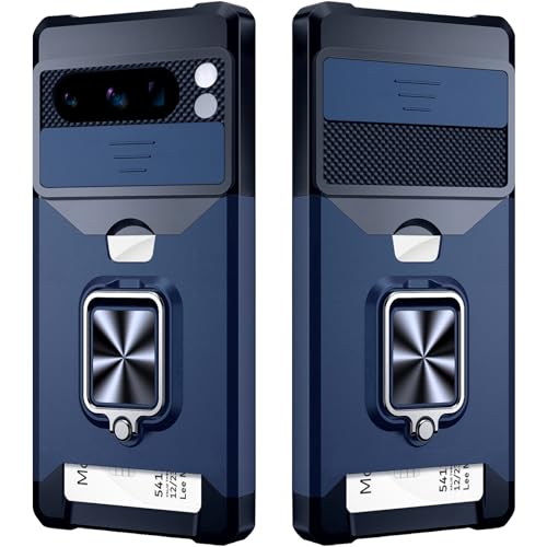 Google Pixel 8 Pro Schutzhülle mit Kartenhalter und Schiebe-Kamera-Abdeckung, kabelloses Laden, kompatibel mit Pixel 8 Pro, Brieftaschen-Schutzhülle mit magnetischem Ständer, Blau Google Pixel 8 Pro Schutzhülle mit Kartenhalter und Schiebe-Kamera-Abdeckung, kabelloses Laden, kompatibel mit Pixel 8 Pro, Brieftaschen-Schutzhülle mit magnetischem Ständer, Blau von harusaki