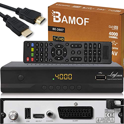 Bamof BE-2607 Digital Satelliten Sat Receiver - (HDTV, DVB-S/S2, HDMI, SCART, 2X USB 2.0, Full HD 1080p) [Vorprogrammiert für Astra Hotbird Türksat] [Energieklasse A+++] von hd-line