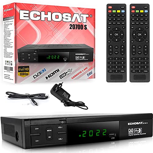 Echosat HDMI SCART HD DVB S2 Receiver Satelliten + 2X Fernbedienung, Digitaler Satellit (DVB-S/S2, HDMI, SCART, 2X USB 2.0, Full HD 1080p) (Vorprogrammiert für Astra Hotbird und Türksat) von hd-line