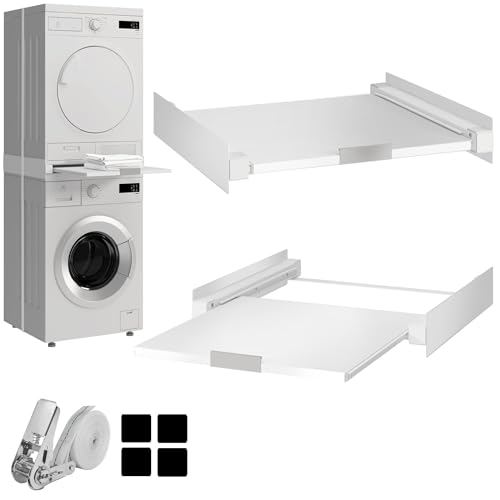 Hd-Line Universeller Zwischenbaurahmen - Für Waschmaschinen und Trockner, mit herausziehbarem Fach, vibrationsdämpfend und kippfest Größe (60x54x10 cm, bis 15 kg) von hd-line