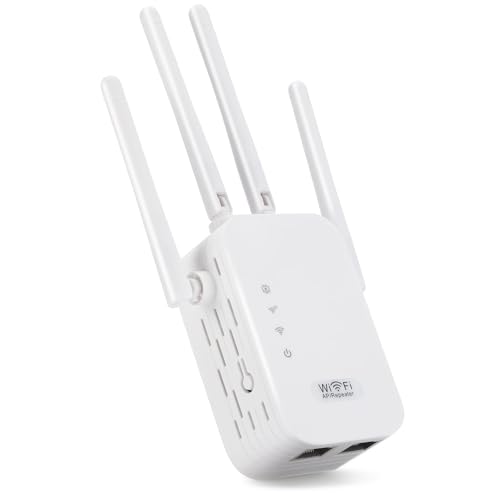 Hd-line Verstärker Repeater, 4 Antenne (300 Mbit/s, App Steuerung, Ethernet-Port, WPS, AP Modus, LED abschaltbar, kompatibel zu Allen WLAN Geräten) WiFi Router, weiß von hd-line