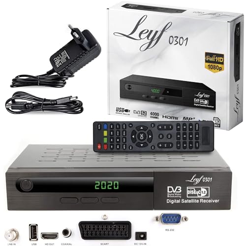 Leyf Satellite Receiver PVR Recording Function Digital Satellite Receiver (HDTV, DVB-S/DVB-S2, HDMI, SCART, 2X USB, Full HD 1080p) [Pre-Programmed for Astra, Hotbird and Türksat] + HDMI Cable von hd-line