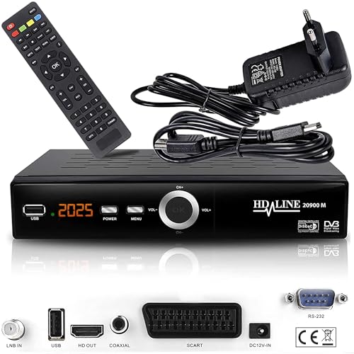 hd-line 20900 M Digital Satelliten Sat Receiver - (HDTV, DVB-S/S2, HDMI, SCART, 2X USB 2.0, Full HD 1080p) [Vorprogrammiert für Astra Hotbird Türksat] von hd-line