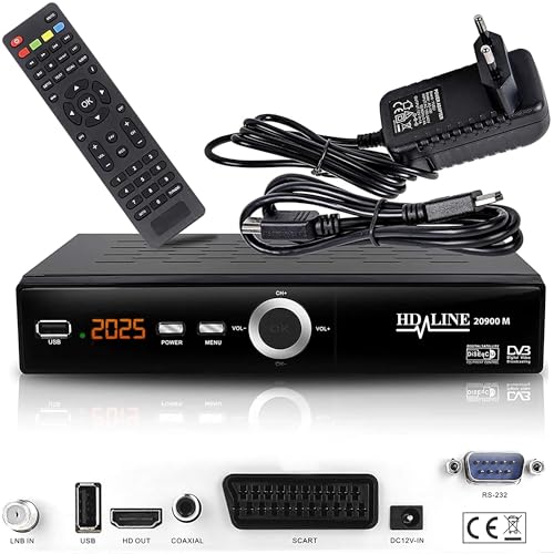 hd-line Echosat 20900 M Digital Satelliten Sat Receiver - (HDTV, DVB-S/S2, HDMI, SCART, 2X USB 2.0, Full HD 1080p) [Vorprogrammiert für Astra Hotbird Türksat] von hd-line