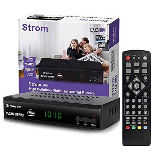 hd-line Strom 506 DVBT-2 Receiver Digital DVBT/T2 Receiver - Kompatibel Home Cinema - (HDMI 2.0, SCART, USB 2.0, Full HD 1080P) HEVC/H.265 - H.264 / MPEG2 - MPEG4 Automatische İnstallation Schwarz von hd-line