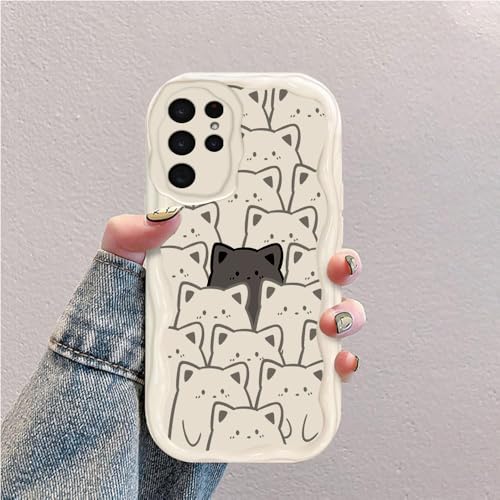 Katze Welle Silikon Weich Hülle Kompatibel mit Samsung Galaxy S22 Ultra Weiß von hdqICase