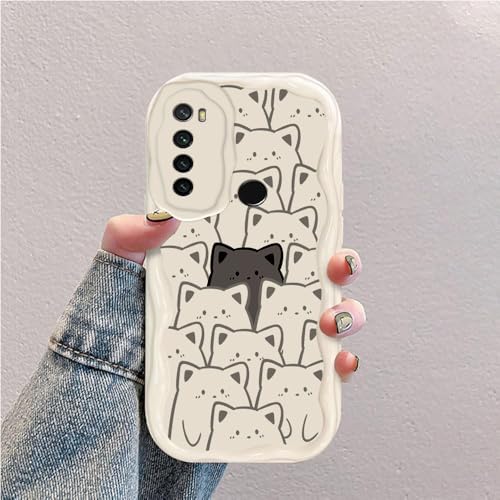 Katze Welle Silikon Weich Hülle Kompatibel mit Xiaomi Redmi Note 8 2021/Redmi Note 8 Weiß von hdqICase
