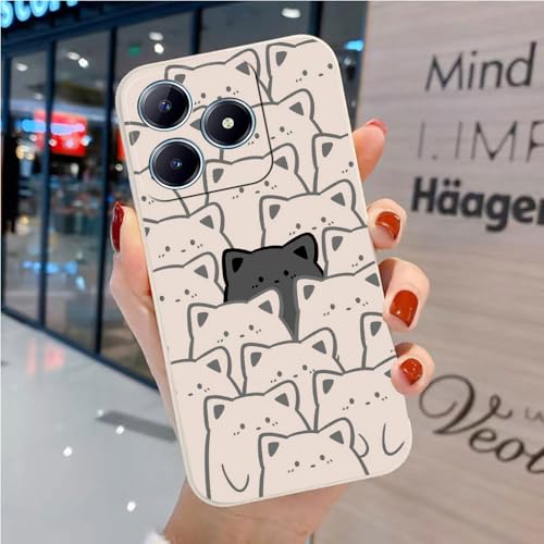 Niedliche Hülle Kompatibel mit Realme C63/Realme C61 - Bequemes Weißes Weiches TPU mit Cartoon-Tier von hdqICase