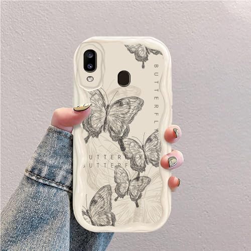 Schmetterling Welle Silikon Weich Hülle Kompatibel mit Samsung Galaxy A20 Weiß von hdqICase