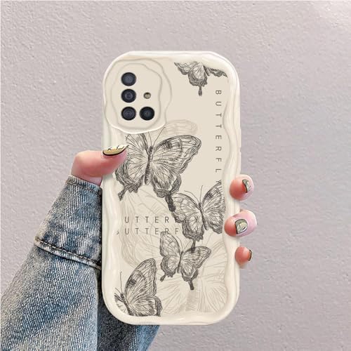 Schmetterling Welle Silikon Weich Hülle Kompatibel mit Samsung Galaxy A71 4G Weiß von hdqICase