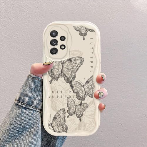 Schmetterling Welle Silikon Weich Hülle Kompatibel mit Samsung Galaxy A72 Weiß von hdqICase
