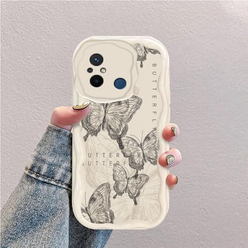 Schmetterling Welle Silikon Weich Hülle Kompatibel mit Xiaomi Redmi 12C/Redmi 11A Weiß Schmetterling Welle Silikon Weich Hülle Kompatibel mit Xiaomi Redmi 12C/Redmi 11A Weiß von hdqICase