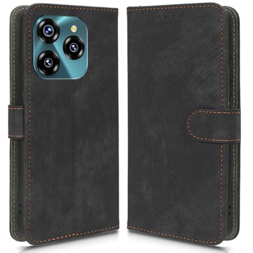 Hülle Kompatibel mit OUKITEL C50, RFID-Blockierung, Magnetisches Flip-Leder, Stoßfeste Schutzabdeckung mit Kartenfächern und Ständer von hdqICase