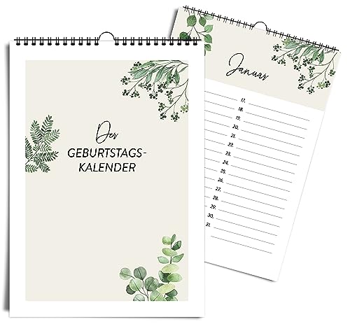 heaven+paper A5 Geburtstagskalender I Kalender für Geburtstage und Jahrestage I jahresunabhängig immerwährend ohne Wochentage – Ewiger Kalender zum Eintragen von Geburtstagen (A5 GREEN) von heaven+paper