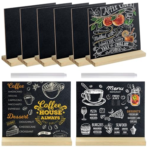 8 Stück Mini Kreidetafeln Holz mit Ständer, Kleine Tafeln zum Beschriften, Kreidetafel Aufsteller Tisch mit 2 Stift, Preisschilder für Buffet, Bar, Café, Hochzeit, Geburtstag (13x15 cm) von heavenlife