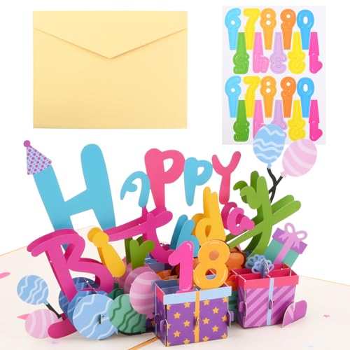Geburtstagskarte 3D Pop Up Karten, Geburtstagskarte Lustig Set 3D, Happy Birthday Pop-up-Karte mit Umschlag, Geburtstagskarten für Frauen Männer Mädchen Kinder Mama Freunde Schwester von heavenlife