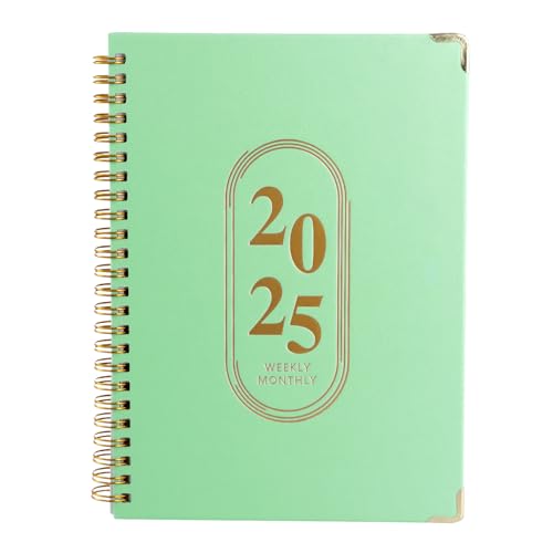 Terminkalender 2025 A5, Akademischer Terminplaner, Lehrerkalender, Tagebuch, Buchkalender, Studienplaner, Schulplaner, Tages Wochen Monats Planer for Schüler Family Office School (Grün 2025) von heavenlife