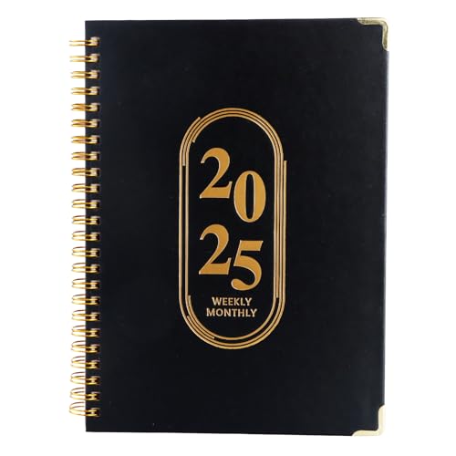 Terminkalender 2025 A5, Akademischer Terminplaner, Lehrerkalender, Tagebuch, Buchkalender, Studienplaner, Schulplaner, Tages Wochen Monats Planer for Schüler Family Office School (Schwarz 2025) von heavenlife