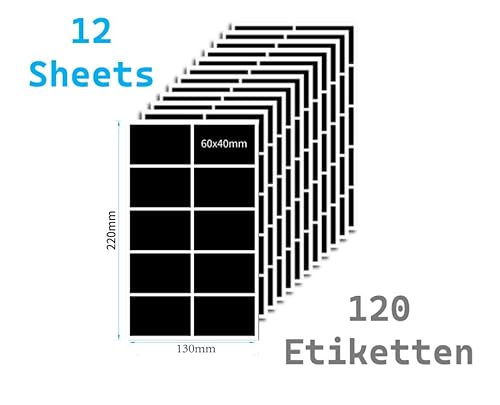 Gewürzetiketten-Set Blanko Rechteckig (120 Stück) Selbstklebend & minimalistisch - Aufkleber Gewürze-Etiketten (Gewürzetiketten - Blanko - Schwarz) (Rechteckig, 4cm x 6cm) von heavenly kitchen