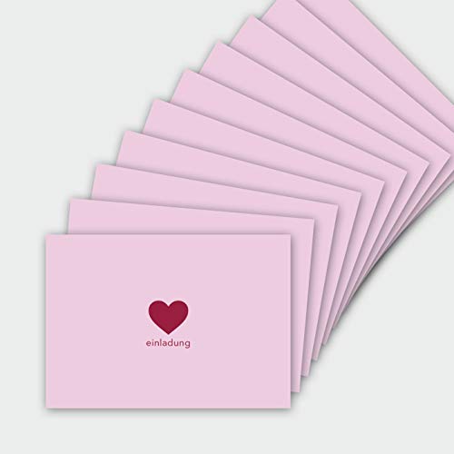hejjo 10er rosa Einladungs-Postkarten Set mit Herz I Bundle für Geburtstage Einladungen Partys Feiern JGA Veranstaltungen I Ida von hejjo