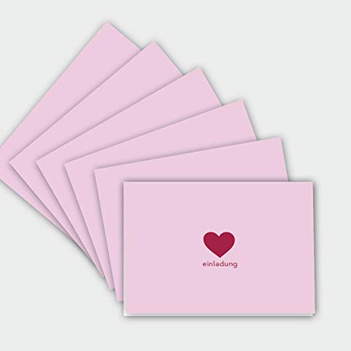hejjo 6er Set rosa Einladungskarten mit Herz I Moderne Premium-Klappkarten für Geburtstage Partys JGA Einladung Hochzeit Mädchen I Lykke von hejjo