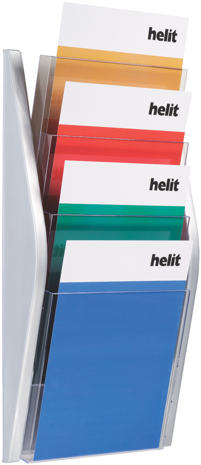 helit 4er Wand-Prospekthalter , the arc, , DIN A4 hoch, silber von helit