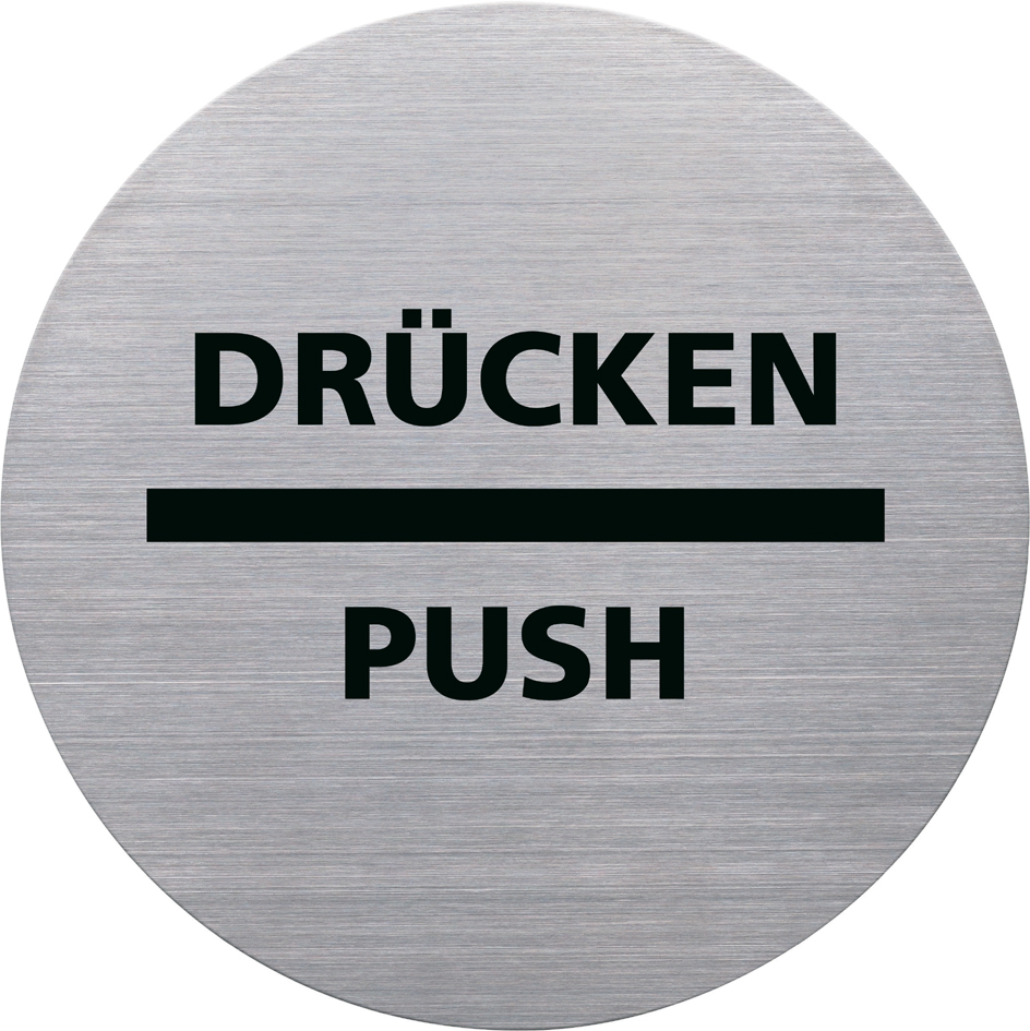 helit Piktogramm , the badge,  DRÜCKEN/PUSH, rund, silber von helit