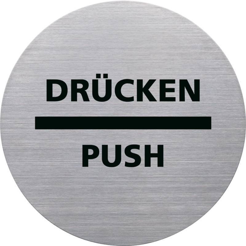 helit Piktogramm , the badge,  DRÜCKEN/PUSH, rund, silber von helit